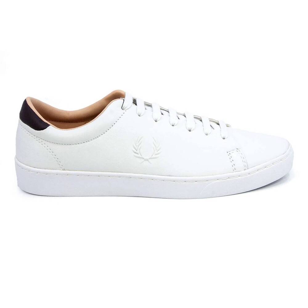 NEW FRED PERRY men's spencer leather casual sneaker in porcelain